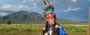 A dancer performing at the Santa Fe Indian Market.